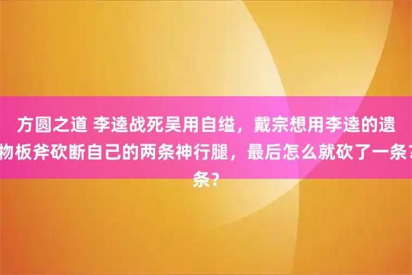 方圆之道 李逵战死吴用自缢，戴宗想用李逵的遗物板斧砍断自己的两条神行腿，最后怎么就砍了一条？